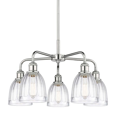 A large image of the Innovations Lighting 516-5CR-15-24 Brookfield Chandelier Polished Chrome / Clear