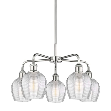 A large image of the Innovations Lighting 516-5CR-15-24 Norfolk Chandelier Polished Chrome / Clear