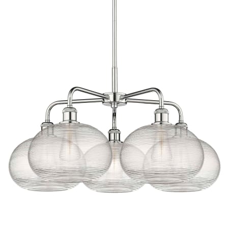 A large image of the Innovations Lighting 516-5CR-15-28 Ithaca Chandelier Polished Chrome / Clear Ithaca