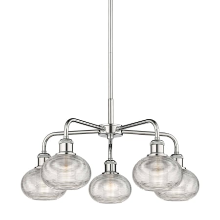 A large image of the Innovations Lighting 516-5CR-13-24 Ithaca Chandelier Polished Chrome / Clear Ithaca