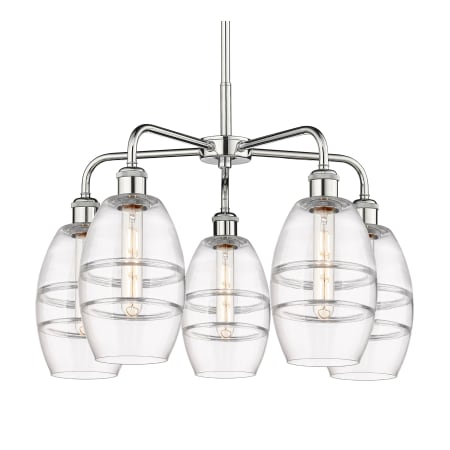 A large image of the Innovations Lighting 516-5CR-14-24 Vaz Chandelier Polished Chrome / Clear