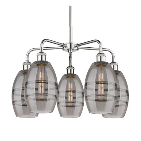 A large image of the Innovations Lighting 516-5CR-14-24 Vaz Chandelier Polished Chrome / Smoked