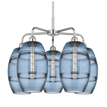 A large image of the Innovations Lighting 516-5CR-15-26 Vaz Chandelier Polished Chrome / Blue