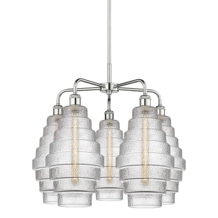 A large image of the Innovations Lighting 516-5CR-23-26 Cascade Chandelier Polished Chrome / Clear