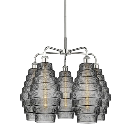 A large image of the Innovations Lighting 516-5CR-23-26 Cascade Chandelier Polished Chrome / Smoked