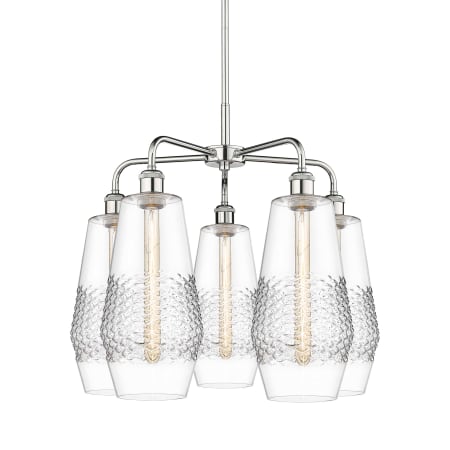 A large image of the Innovations Lighting 516-5CR-22-25 Windham Chandelier Polished Chrome / Clear