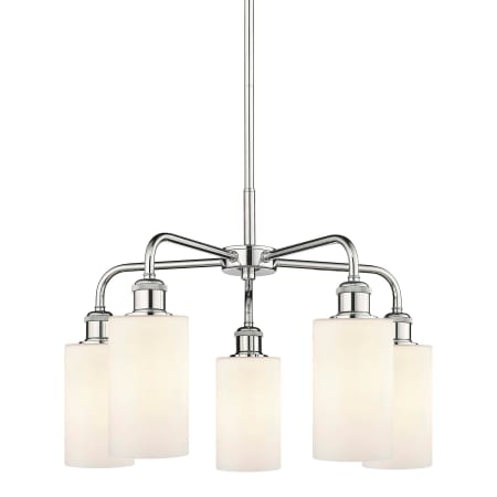 A large image of the Innovations Lighting 516-5CR-15-22 Clymer Chandelier Polished Chrome / Matte White