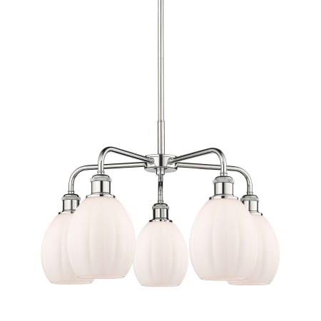 A large image of the Innovations Lighting 516-5CR-16-24 Eaton Chandelier Polished Chrome / Matte White
