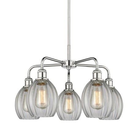 A large image of the Innovations Lighting 516-5CR-16-24 Eaton Chandelier Polished Chrome / Clear