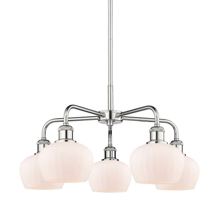 A large image of the Innovations Lighting 516-5CR-14-25 Fenton Chandelier Polished Chrome / Matte White