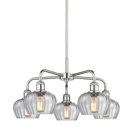 A large image of the Innovations Lighting 516-5CR-14-25 Fenton Chandelier Polished Chrome / Clear