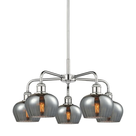 A large image of the Innovations Lighting 516-5CR-14-25 Fenton Chandelier Polished Chrome / Plated Smoke