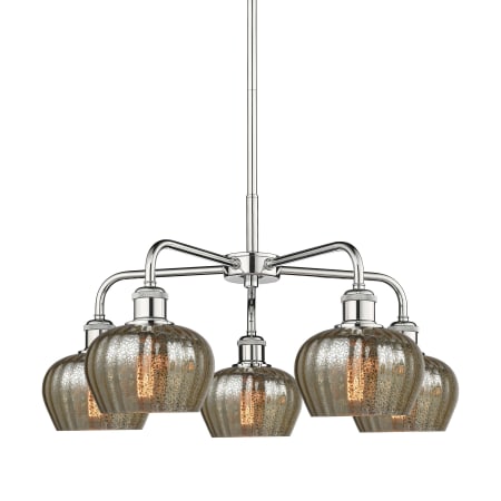 A large image of the Innovations Lighting 516-5CR-14-25 Fenton Chandelier Polished Chrome / Mercury