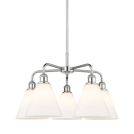 A large image of the Innovations Lighting 516-5CR-16-26 Berkshire Chandelier Polished Chrome / Matte White