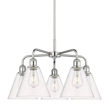 A large image of the Innovations Lighting 516-5CR-16-26 Berkshire Chandelier Polished Chrome / Clear