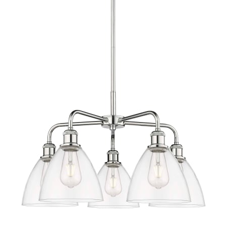 A large image of the Innovations Lighting 516-5CR-16-26 Bristol Glass Chandelier Polished Chrome / Clear