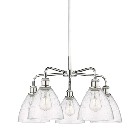 A large image of the Innovations Lighting 516-5CR-16-26 Bristol Glass Chandelier Polished Chrome / Seedy