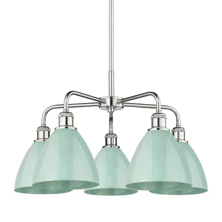 A large image of the Innovations Lighting 516-5CR-16-26 Ballston Dome Chandelier Polished Chrome / Seafoam