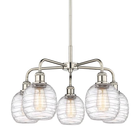 A large image of the Innovations Lighting 516-5CR-15-24 Belfast Chandelier Polished Nickel / Deco Swirl