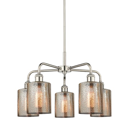A large image of the Innovations Lighting 516-5CR-15-23 Cobbleskill Chandelier Polished Nickel / Mercury