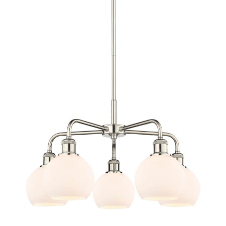A large image of the Innovations Lighting 516-5CR-15-24 Athens Chandelier Polished Nickel / Matte White