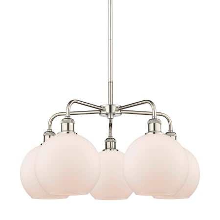 A large image of the Innovations Lighting 516-5CR-16-26 Athens Chandelier Polished Nickel / Matte White