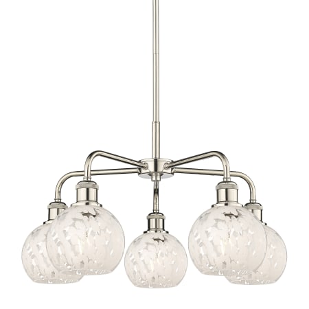 A large image of the Innovations Lighting 516-5C-14-24-White Mouchette-Indoor Chandelier Polished Nickel / White Mouchette