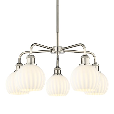 A large image of the Innovations Lighting 516-5C-14-24-White Venetian-Indoor Chandelier Polished Nickel / White Venetian