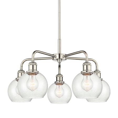 A large image of the Innovations Lighting 516-5CR-15-24 Athens Chandelier Polished Nickel / Seedy