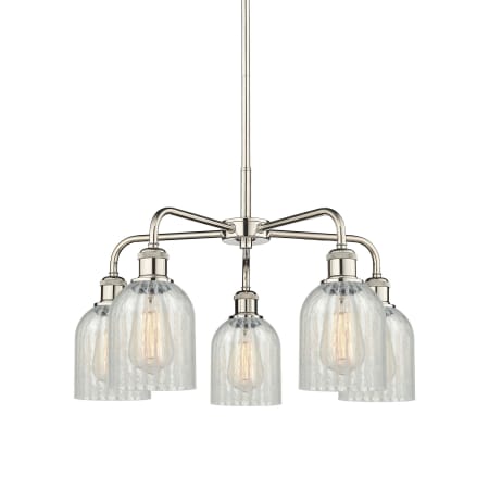 A large image of the Innovations Lighting 516-5CR-15-23 Caledonia Chandelier Polished Nickel / Mouchette