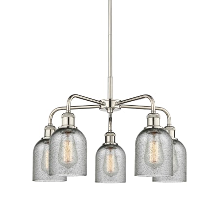 A large image of the Innovations Lighting 516-5CR-15-23 Caledonia Chandelier Polished Nickel / Charcoal