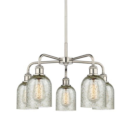 A large image of the Innovations Lighting 516-5CR-15-23 Caledonia Chandelier Polished Nickel / Mica