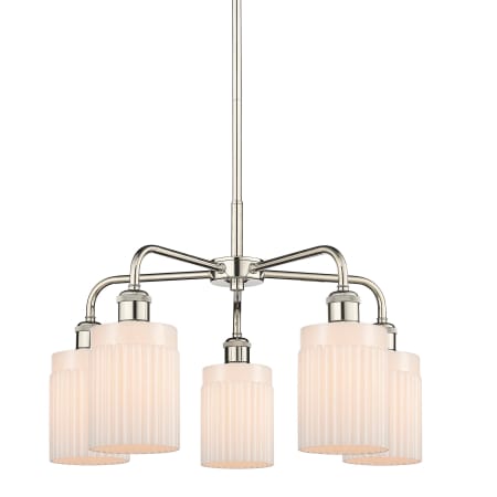 A large image of the Innovations Lighting 516-5CR-15-23 Hadley Chandelier Polished Nickel / Matte White