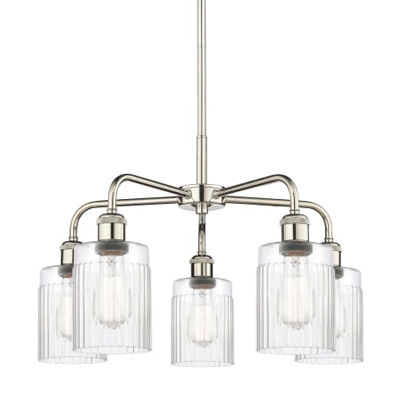 A large image of the Innovations Lighting 516-5CR-15-23 Hadley Chandelier Polished Nickel / Clear