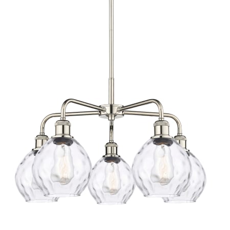 A large image of the Innovations Lighting 516-5CR-15-24 Waverly Chandelier Polished Nickel / Clear