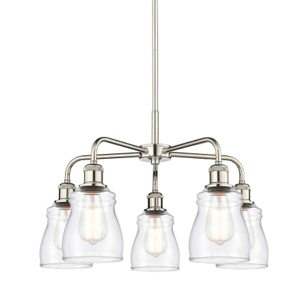 A large image of the Innovations Lighting 516-5CR-15-23 Ellery Chandelier Polished Nickel / Clear