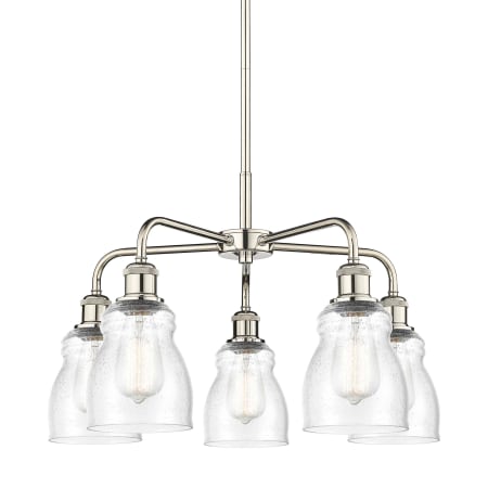 A large image of the Innovations Lighting 516-5CR-15-23 Ellery Chandelier Polished Nickel / Seedy