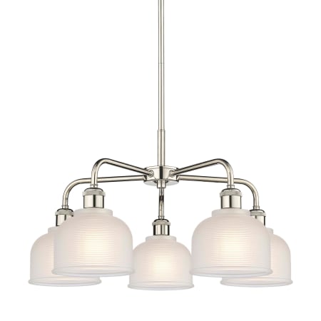 A large image of the Innovations Lighting 516-5CR-15-24 Dayton Chandelier Polished Nickel / White