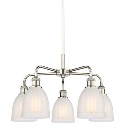 A large image of the Innovations Lighting 516-5CR-15-24 Brookfield Chandelier Polished Nickel / White