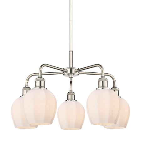 A large image of the Innovations Lighting 516-5CR-15-24 Norfolk Chandelier Polished Nickel / Matte White