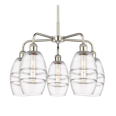 A large image of the Innovations Lighting 516-5CR-14-24 Vaz Chandelier Polished Nickel / Clear