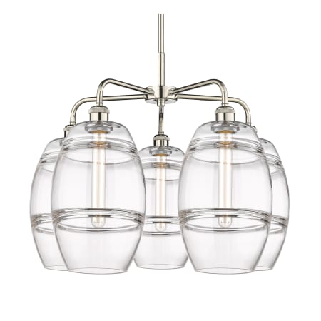 A large image of the Innovations Lighting 516-5CR-15-26 Vaz Chandelier Polished Nickel / Clear