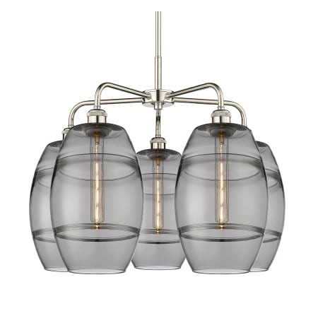 A large image of the Innovations Lighting 516-5CR-15-26 Vaz Chandelier Polished Nickel / Smoked