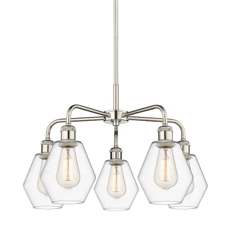A large image of the Innovations Lighting 516-5CR-16-24 Cindyrella Chandelier Polished Nickel / Clear