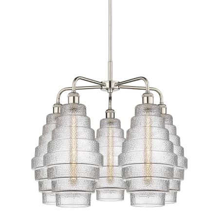 A large image of the Innovations Lighting 516-5CR-23-26 Cascade Chandelier Polished Nickel / Clear