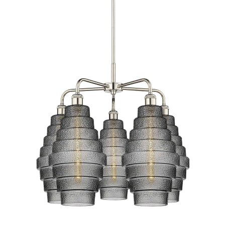 A large image of the Innovations Lighting 516-5CR-23-26 Cascade Chandelier Polished Nickel / Smoked