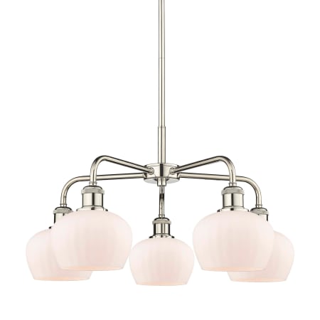 A large image of the Innovations Lighting 516-5CR-14-25 Fenton Chandelier Polished Nickel / Matte White