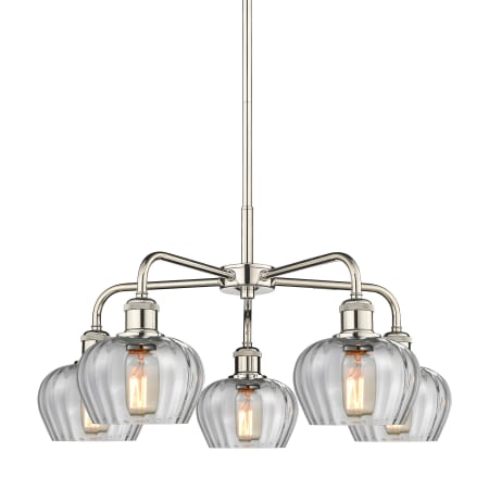 A large image of the Innovations Lighting 516-5CR-14-25 Fenton Chandelier Polished Nickel / Clear
