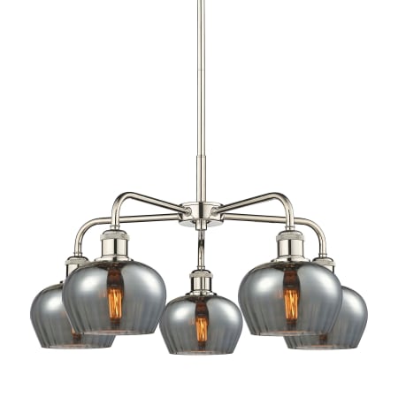 A large image of the Innovations Lighting 516-5CR-14-25 Fenton Chandelier Polished Nickel / Plated Smoke