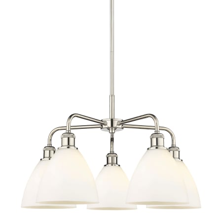 A large image of the Innovations Lighting 516-5CR-16-26 Bristol Glass Chandelier Polished Nickel / Matte White